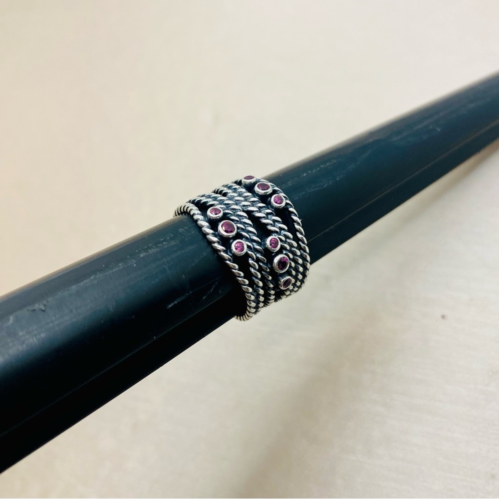 EUC Pandora 190863RHL 925 Sterling Silver Hidden Romance Ring w/ Rhodolite Stone - Picture 15 of 17